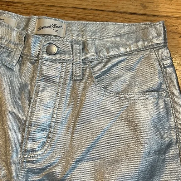 NWT Universal Thread 90s Baggy Metallic Silver Cotton Jeans - Women’s 0 Long - Picture 6 of 16